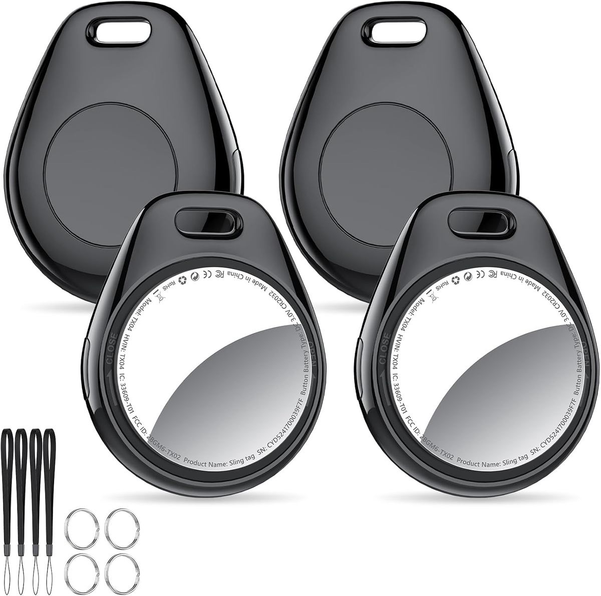 Tukio TX02 four-pack with silicone cases, keyrings and lanyards